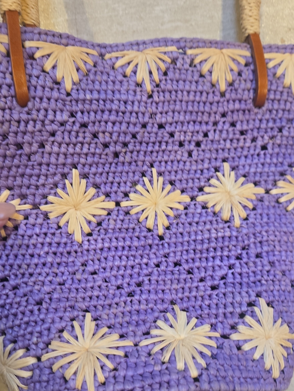 La Maroquinerie Sezane Paris Purple Raffia Bucket Shoulder/Crossbody Bag - Picture 2 of 13